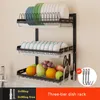 Hooks Stainless Steel Kitchen Dish Rack Desktop Plate Cutlery Cup Drainer Drying Wall Mount Organizer Storage Holder