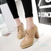 Dress Shoes Plus Size 34-43 Fashion Spring Autumn Ladies Pumps Lace-Up Square Heel Dames Round Toe Handmade Party Casual