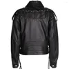 Kvinnors läder Yoloagain 2023 Hösten överdimensionerade Moto Biker Jacket Coat Women