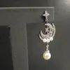 Kolczyki stadninowe s925 srebrny srebrny samotna gwiazda księżyca kobieta wisiorka perły moda bohemian klasyczny styl marokańska biżuteria