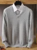 Men's Sweaters MVLYFLET 2023 Men's Mink Cashmere Sweater V-Neck Pullovers Knit Large Size Winter Tops Long Slve High-End Jumpers