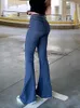 Jeans femme Celana Fashion Wanita Menyala Pinggang Tinggi Pakaian Jalanan Skinny Biru Y2k Pacar Harajuku Kualitas Vintage 230516