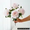 Decorative Flowers 5Heads Simulation Peony Flower Artificial Silk Rose Flore Wedding Stage Setting Fake Bouquet Shopping Mall Decor Branch