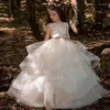 Girl Dresses HYGLJL Flower Dress For Wedding The First Communion Bowknot Puffy Skirt Party Cute Down Princess Floor-Length