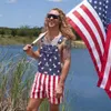 Pantaloncini Star a righe da uomo e da donna American Independence Day Flag Coppia bretelle T230516