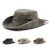 Brede rand hoeden emmer hoeden heren cap zomer mesh ademende retro 100% katoenen emmer hoed panama jungle vissen hoeden nieuwigheid dads strandkap emmer hoed 230516