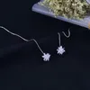 Boucles d'oreilles pendantes S925 argent Sterling 925 Original gland femmes petite perle escroc goujon oreille crochet brillant neige goutte cristaux