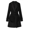 Damesgeul Lagen Black Fashion Wind Breaker Jacket Women 2023 Spring Herfst Vintage Long Blazer Outerwear Sleevel Elegant Pak Dress