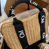 Dam lyx väv woody Raffias Beach Bag män tote Halm korg stor handväska mode Designer resor Axelväskor Crossbody topphandtag handväska rem clutch väska