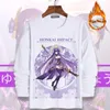 Men's T Shirts Trend Game Genshin Impact Cosplay Raiden Shogun Women Men Long Sleeve Autumn Print Plus Velvet Loose Students T-shirt