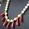Halsbandörhängen Set Natural 8-9mm White Freshwater Cultured Pearl Beads Chain Women High Grade utsökta smycken 18 tum B2927