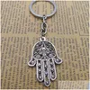 Porte-clés Nouveau Porte-clés 36X25Mm Oeil Hamsa Palm Protection Pendentifs Bricolage Hommes Chaîne De Voiture Porte-Anneau Porte-clés Souvenir Bijoux Cadeau 1042 Q Oty9Z