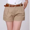 Pantalones cortos de mujer Estilo coreano Verano Mujer Pantalones cortos de moda Tamaño S-2XL Diseño de moda Dama Pantalones cortos casuales Color sólido Caqui Blanco 230516