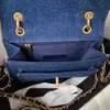 10A Mirror Quality Designers Vintage Messenger Flap Bags Small Womens Blue Denim handtas Luxe zwarte gewatteerde portemonnee Crossbody schouderketting riemtas met doos