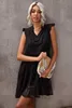 Siyah İsviçre Dot Katmanlı Babydoll Mini Elbise 2023 Sıcak Yeni I6JX#