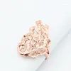 حلقات الكتلة الكلاسيكية Classic 14k Rose Gold Hollow 585 Purple Peacock قابل للتعديل للنساء المجوهرات الصينية البسيطة الفنية