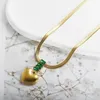 Pendant Necklaces Vintage 18 K Love Heart Necklace Luxury Green Cubic Zirconia Stainless Steel Gold Plated Wholesale Women Jewelry Gift
