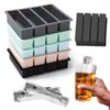 Stampi da forno 4 griglie Stampo in silicone rettangolare a striscia lunga Cubetti di ghiaccio Vassoio riutilizzabile Stampo Bevanda fredda Vino Whisky Maker Tools