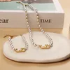 Brand Letter V Pendant Necklace Bracelet White Pearl Jewelry for Gift