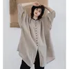 Women's Trench Coats Cotton Linen Women's Clothing Retro Blouse Puff Sleeve Women Top Coat