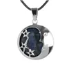 Anhänger Halsketten Natürliche Edelstein Mond und Stern Halskette Silber Legierung Runde Form Charm Schmuck Uni Amethyst Rosenquarz Tigerauge Dr Dh6Uw