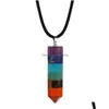 Pendentif Colliers 7 Chakra Pierre Yoga Collier Quartz Pierres Naturelles Radiesthésie Pendum Reiki Arc-En-Bijoux Femme Cadeau Drop Delivery P Dhdym