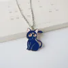 Pendentif Colliers Dessin Animé Mignon Chaton Riz Collier Blanc Bleu Clavicule Chaîne Femme Étudiante Petite Amie Couple BijouxPendentif