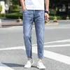 Heren jeans 2023 herfst negenpunts mannen kleding stretch cotton mid-taist dunne sectie jeugd Koreaanse slanke rechte casual broek