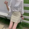 Skirts Harajuku Plaid Pencil Sexy Mini For Female Summer Slim Vintage High Waist Women Skirt Split Fork Student Clothing