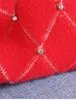 Abiti casual M-aje Cardigan lavorato a maglia Mini abito rosso con strass Lingge Moda da donna