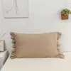 Taie d'oreiller en lin taie d'oreiller français pierre lavé lin Euro Shams avec volant couverture de lit ferme décoration de la maison doux respirant