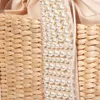 TOTES Pearls Beach Bag Komante Lato Nowe eleganckie tkaninowe słomkowe słomki Kobieta bohemia dzikająca duża torebka torebka