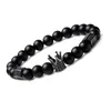 Strand Classic Black Natural Gem Stone Buddhist Buddha Prayer Beads Armband Bangle Copper Metal smycken Tillbehör för män kvinnor