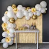 Party-Dekoration, 115-teiliges weißes und goldenes Ballonbogen-Set mit Folien-Regenvorhang, Hochzeit, Kinder, Erwachsene, Geburtstag, Hintergrund