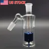 45 ° Blu 14mm Ash Catcher 45 Gradi Bong in vetro Pyrex spesso per fumare narghilè