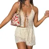 Women's Shorts Women Lace 2 Piece Skirt Set Sexy Sleeveless See Through Fitted Crop Tops Vest Low Waist Bodycon Outfit Clubwear