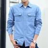 Mäns avslappnade skjortor #4703 denimskjorta för män långärmad vårens höstblå solskyddsmedel arbetskläder plus storlek s-4xl denim jeans skjorta man 230516