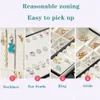 Jewelry Boxes Double Layer Jewelry Box Black Stud Organizer Large Ring Necklace Makeup Holder Case PU Leather Jewelry Box with Lock for Women 230515