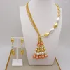 Collier boucles d'oreilles ensemble mode mariage couleur or perles africaines colliers Dubai bijoux de mariée pour les femmes cadeau de fête