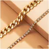 Anklets Beach Crystal Anklet for Women Gold Sier Color Cuban Chain Boho Ankle Armband On Leg Foot Armband Bohemian smycken Drop de Dhqzz