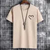 Camisetas para hombre JFUNCY Oversize Summer Men's Cotton Tee Shirts Men Casual T-shirt Simple Love Heart Print Camiseta O-cuello Manga corta Hombre Tops 230515