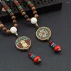 Chains 7 Styles Handmade Nepal Buddhist Mala Bead Elephant Pendant Necklace Ethnic Wooden Long Party Jewelry Lucky