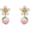 Mode rose goutte à goutte glaçure fleur pêche boucles d'oreilles pour femmes filles doux mignon tempérament Fine fête de mariage bijoux cadeau