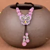 Hänge halsband etnisk fjäril rosa klädtillbehör helt matchande söt mode vintage halsband klavikelkedja kvinnor party smycken