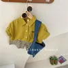 Completi di abbigliamento 100 Cotone 1 5 anni Corea Summer Kid Boys Plaid monopetto Pantaloncini a maniche corte Tuta da bambino Camicia da bambino Set Outfit 230516