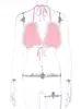 RUKAS rose fourrure plume dos nu Kawaii Sexy Crop Camis 2023 été femmes mode asthétique vêtements plage Festival en gros