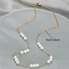 Anhänger Halsketten Mode Einfache Perle Edelstahl Halskette Gold Farbe Schlüsselbein Kette Party Elegante Schmuck