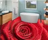 Bakgrundsbilder 3D Bakgrundsgolvväggmålningar PVC Anpassad PO Självhäftande vattentätt Red Rose Fashion Home Decoration