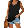 Women's T Shirts Black Shirt Sleeveless Tops Ladies O Neck Casual Slim Women Summer Fashion Grey Red Buttons Tee Top Camisas