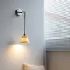 Wall Lamp Glass Vintage Led Mount Light Sconces Swing Arm Korean Room Decor Applique